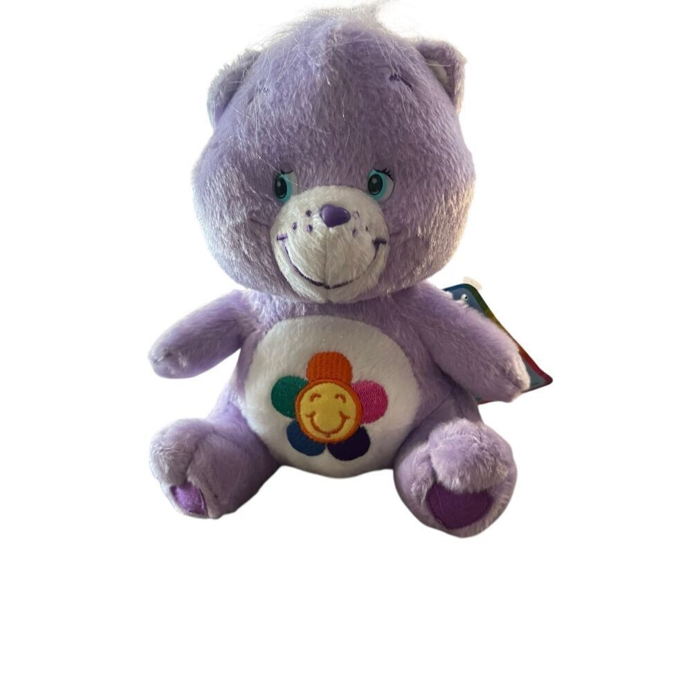 Nanco Purple Smiling Face Rainbow Care Bears Plush Harmony Bear Stuffed Toy 7"